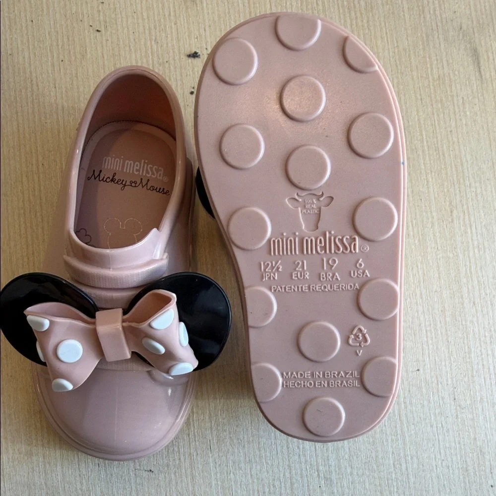 Mini Melissa Pink and Black Kids Dress Shoes with Bow